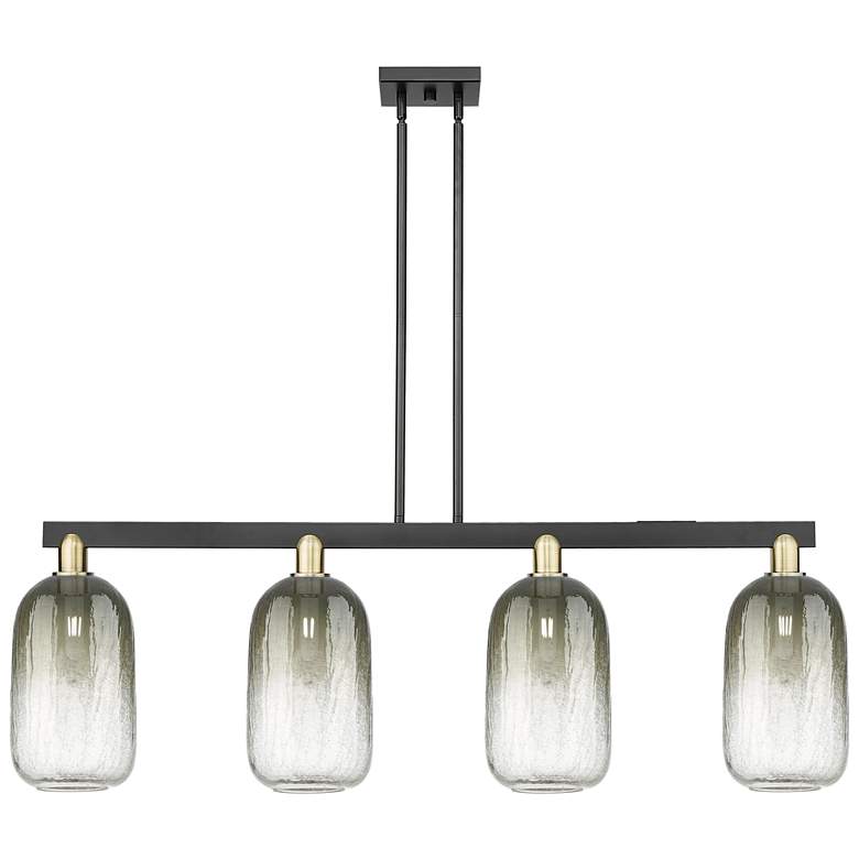 Image 1 Brookhaven Cloche 48"W 4-Lt Black Brass Stem Island-Lt w/ Slate Shade