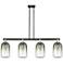 Brookhaven Cloche 48"W 4-Lt Black Brass Stem Island-Lt w/ Slate Shade
