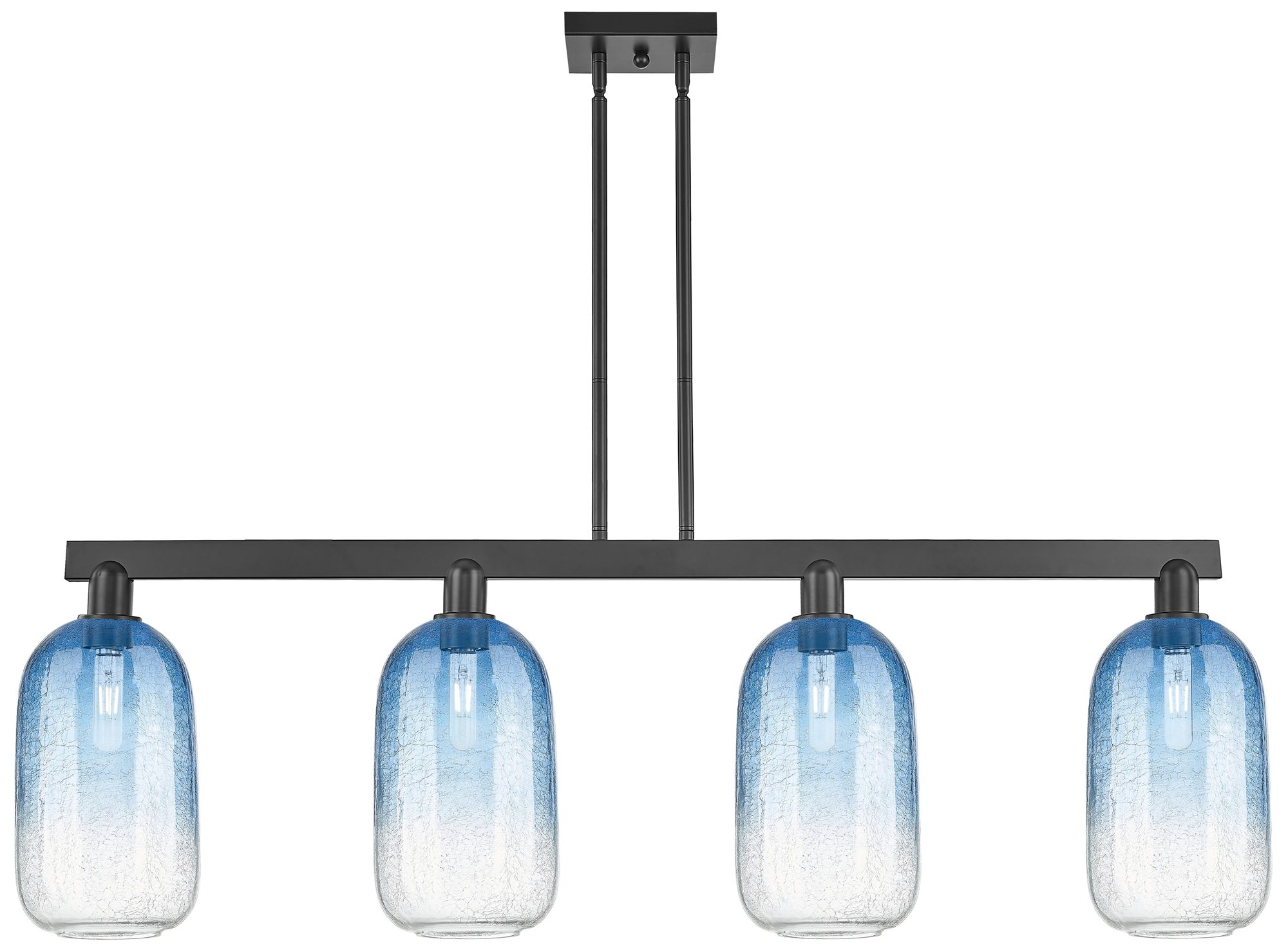 Brookhaven Cloche 48"W 4-Lt Black Stem Island-Lt w/ Sapphire Shade