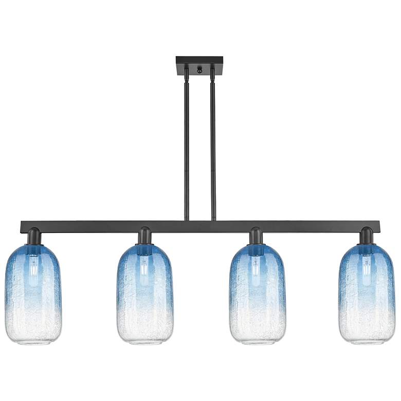 Image 1 Brookhaven Cloche 48"W 4-Lt Black Stem Island-Lt w/ Sapphire Shade