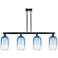 Brookhaven Cloche 48"W 4-Lt Black Stem Island-Lt w/ Sapphire Shade