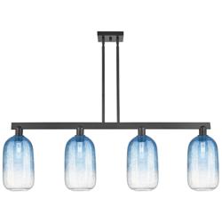 Brookhaven Cloche 48"W 4-Lt Black Stem Island-Lt w/ Sapphire Shade