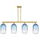 Brookhaven Cloche 48"W 4-Lt Brass Stem Island-Lt w/ Sapphire Shade