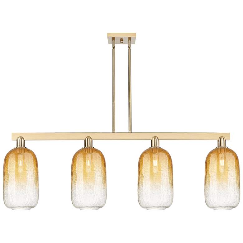 Image 1 Brookhaven Cloche 48"W 4-Lt Champagne Stem Island-Lt w/ Amber Shade