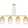 Brookhaven Cloche 48"W 4-Lt Champagne Stem Island-Lt w/ Amber Shade
