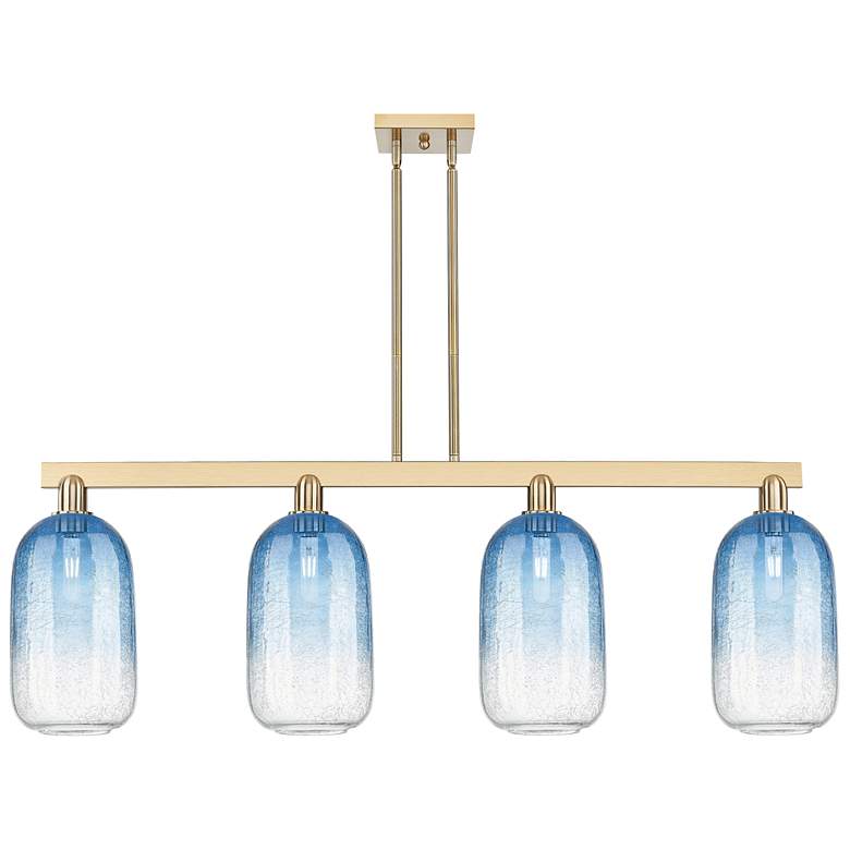 Image 1 Brookhaven Cloche 48"W 4-Lt Champagne Stem Island-Lt w/ Clear Shade