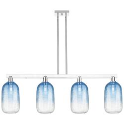 Brookhaven Cloche 48"W 4-Lt Chrome Stem Island-Lt w/ Sapphire Shade