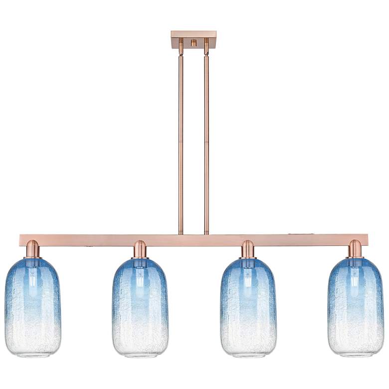 Image 1 Brookhaven Cloche 48"W 4-Lt Copper Stem Island-Lt w/ Sapphire Shade