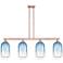 Brookhaven Cloche 48"W 4-Lt Copper Stem Island-Lt w/ Sapphire Shade