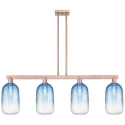 Brookhaven Cloche 48"W 4-Lt Copper Stem Island-Lt w/ Sapphire Shade