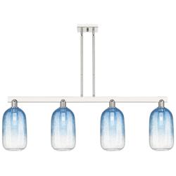 Brookhaven Cloche 48"W 4-Lt Nickel Stem Island-Lt w/ Sapphire Shade