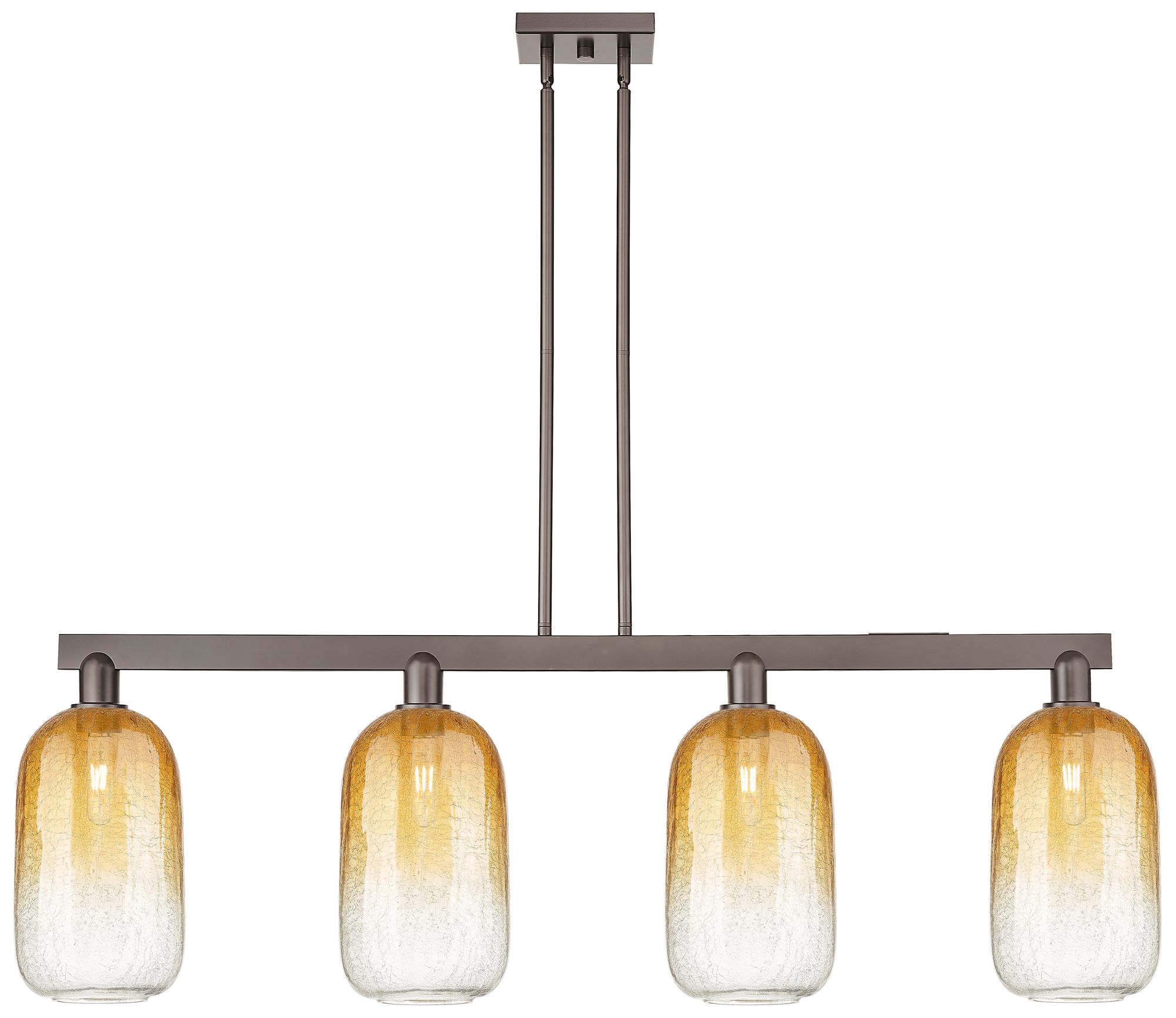 Brookhaven Cloche 48"W 4-Lt Oil Rubbed Bronze Stem Island-Lt w/ Amber Shade