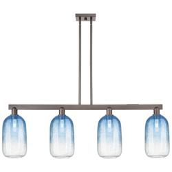 Brookhaven Cloche 48"W 4-Lt Oiled Bronze Stem Island-Lt w/ Sapphire Shade