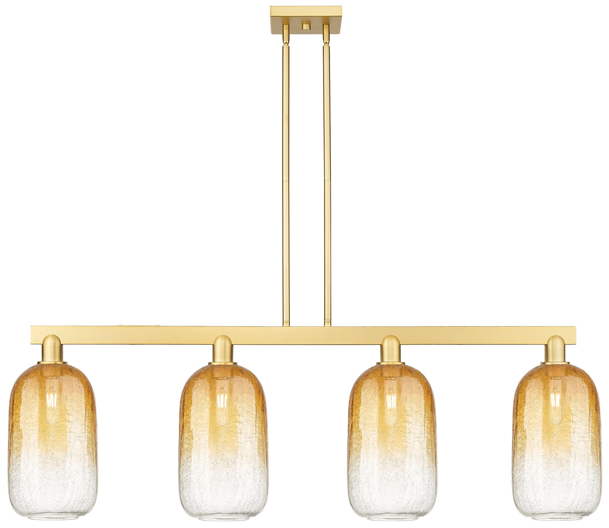 Brookhaven Cloche 48"W 4-Lt Satin Gold Stem Island-Lt w/ Amber Shade