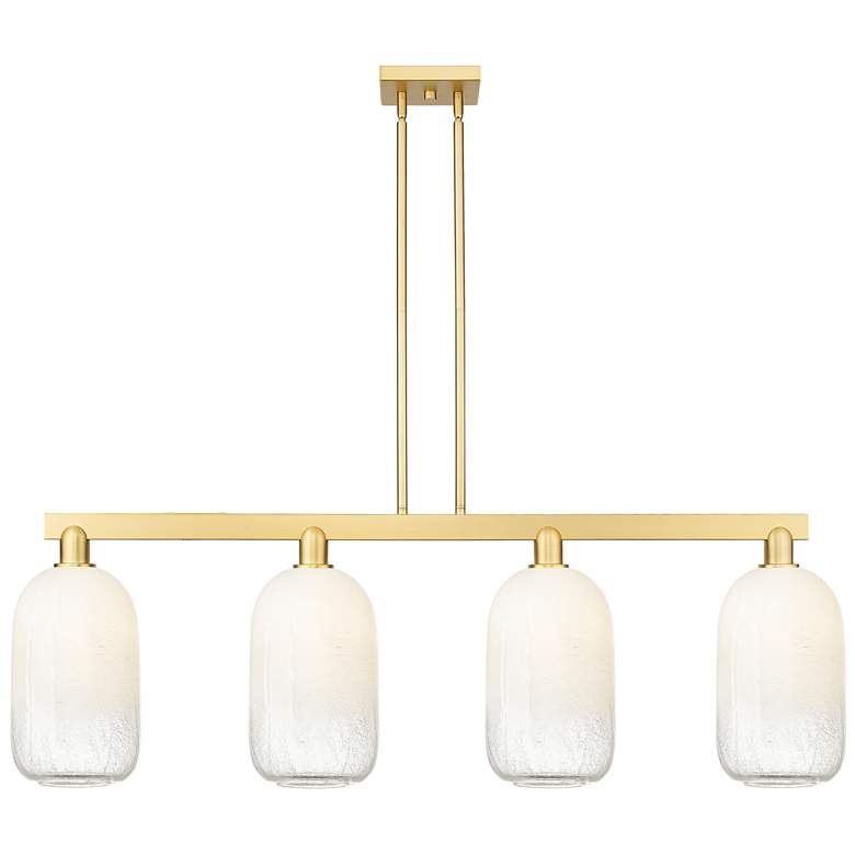 Image 1 Brookhaven Cloche 48"W 4-Lt Satin Gold Stem Island-Lt w/ Opal Shade