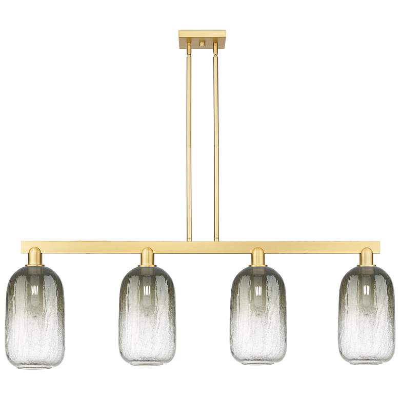 Image 1 Brookhaven Cloche 48"W 4-Lt Satin Gold Stem Island-Lt w/ Slate Shade