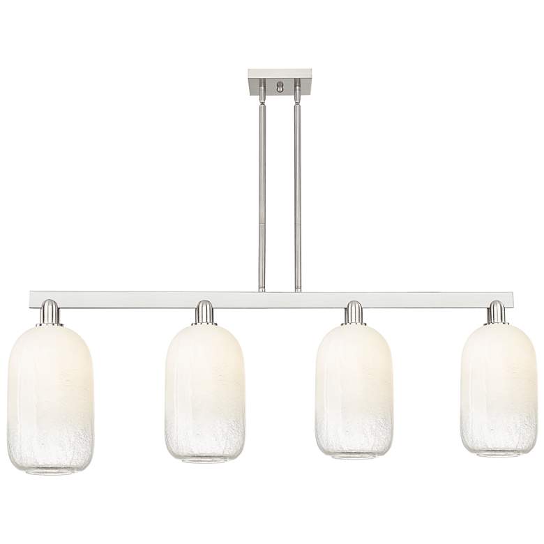 Image 1 Brookhaven Cloche 48"W 4-Lt Satin Nickel Stem Island-Lt w/ Opal Shade