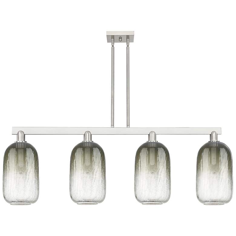 Image 1 Brookhaven Cloche 48"W 4-Lt Satin Nickel Stem Island-Lt w/ Slate Shade