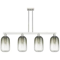 Brookhaven Cloche 48"W 4-Lt Satin Nickel Stem Island-Lt w/ Slate Shade