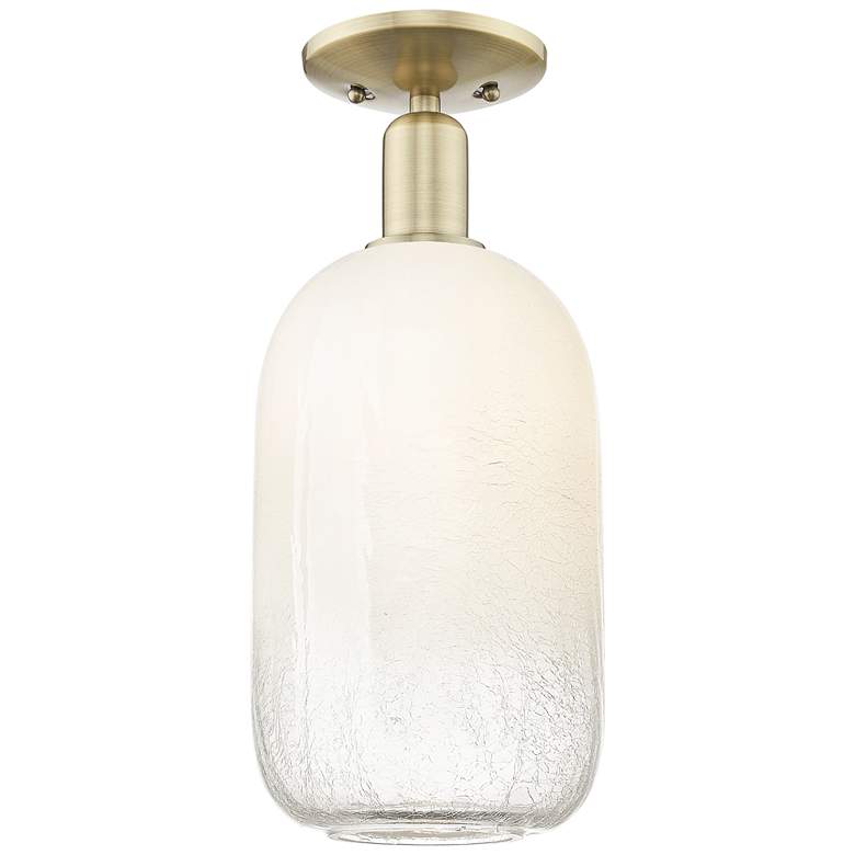 Image 1 Brookhaven Cloche 7"W Antique Brass Semi-Flush Mount With Opal Shade