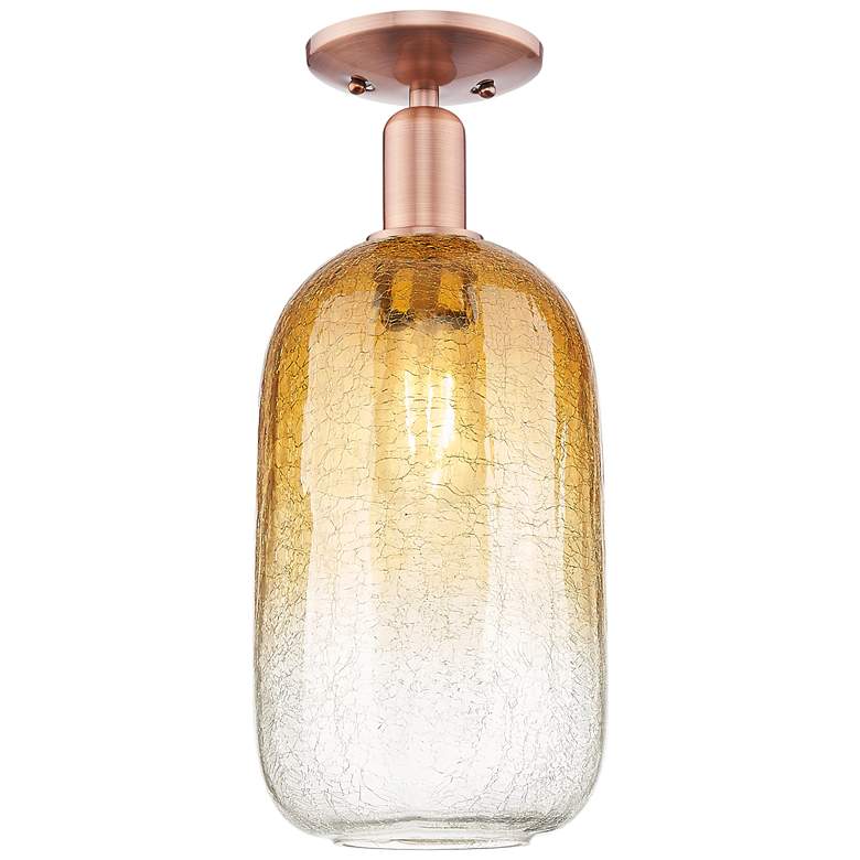 Image 1 Brookhaven Cloche 7"W Antique Copper Semi-Flush Mount With Amber Shade