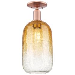 Brookhaven Cloche 7"W Antique Copper Semi-Flush Mount With Amber Shade