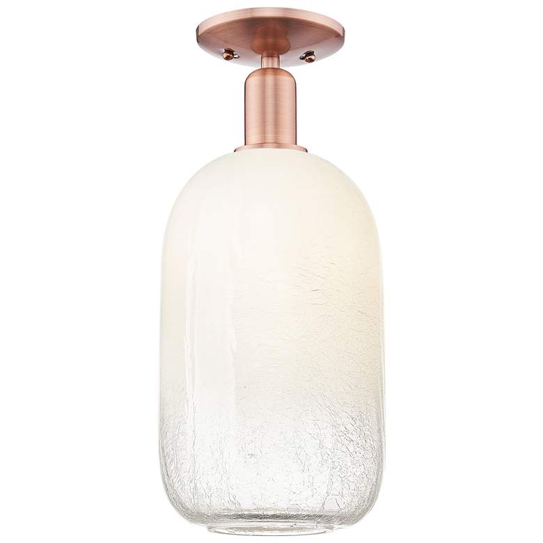 Image 1 Brookhaven Cloche 7"W Antique Copper Semi-Flush Mount With Opal Shade