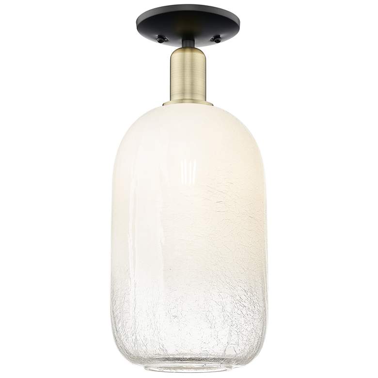 Image 1 Brookhaven Cloche 7"W Black Antique Brass Semi-Flush With Opal Shade
