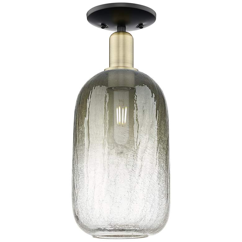 Image 1 Brookhaven Cloche 7"W Black Antique Brass Semi-Flush With Slate Shade