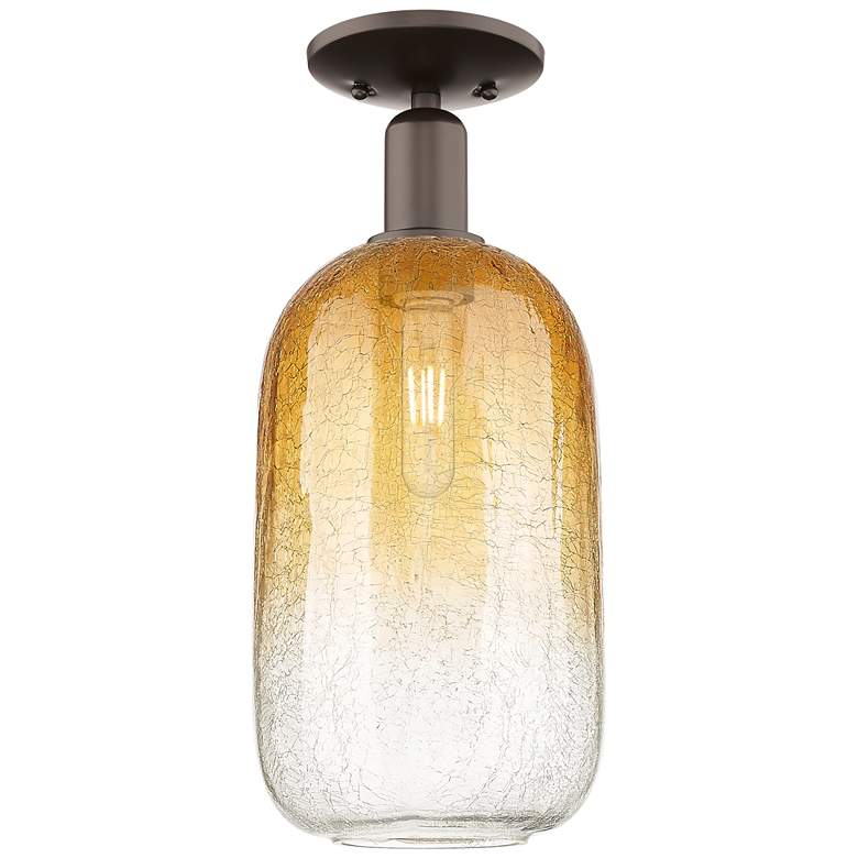 Image 1 Brookhaven Cloche 7"W Oil Rubbed Bronze Semi-Flush With Amber Shade
