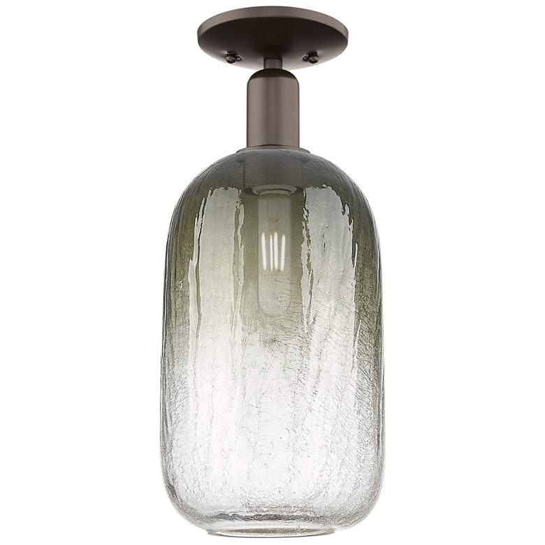 Image 1 Brookhaven Cloche 7"W Oil Rubbed Bronze Semi-Flush With Slate Shade