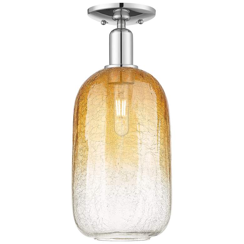 Image 1 Brookhaven Cloche 7"W Polished Chrome Semi-Flush Mount With Amber Shade