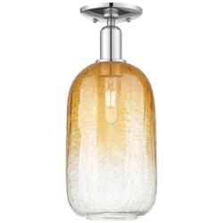 Brookhaven Cloche 7"W Polished Chrome Semi-Flush Mount With Amber Shade