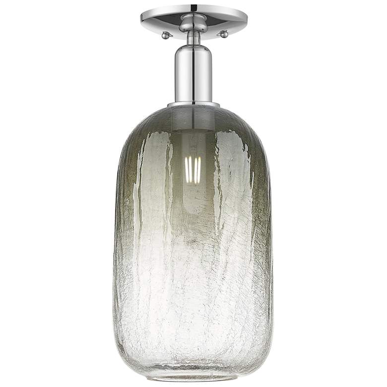 Image 1 Brookhaven Cloche 7"W Polished Chrome Semi-Flush Mount With Slate Shade