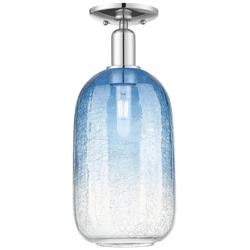 Brookhaven Cloche 7"W Polished Chrome Semi-Flush With Sapphire Shade