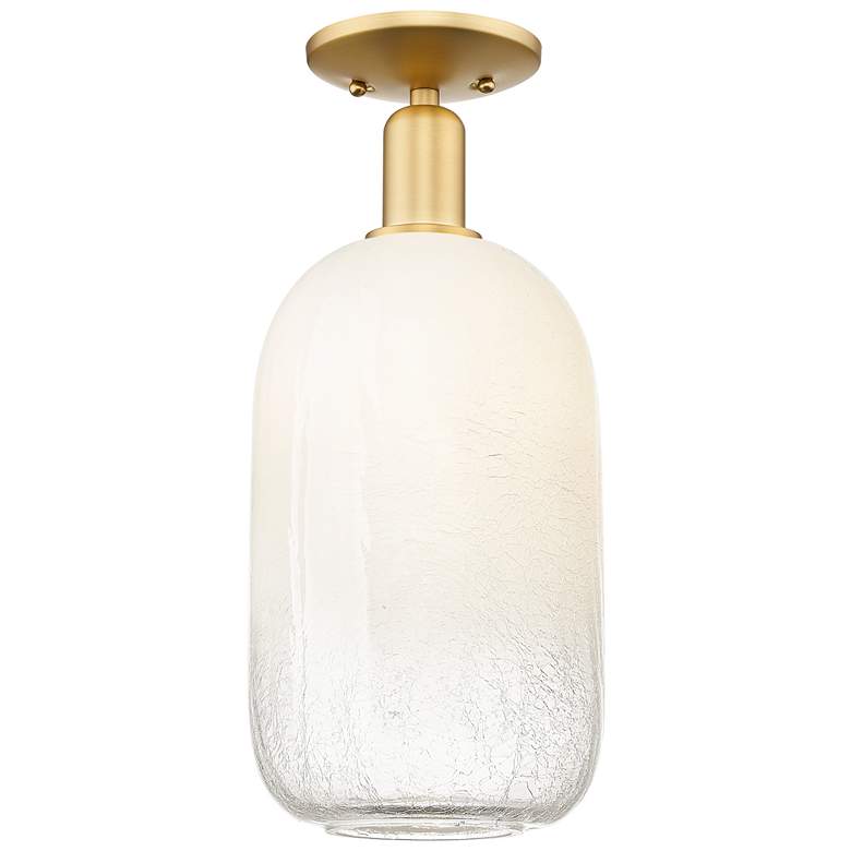 Image 1 Brookhaven Cloche 7" Wide Satin Gold Semi-Flush Mount With Opal Shade