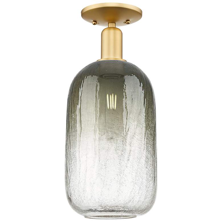 Image 1 Brookhaven Cloche 7" Wide Satin Gold Semi-Flush Mount With Slate Shade