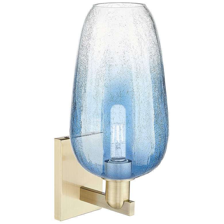 Image 2 Brookhaven Flute 11"H Antique Brass Wall Sconce With Sapphire Shade more views