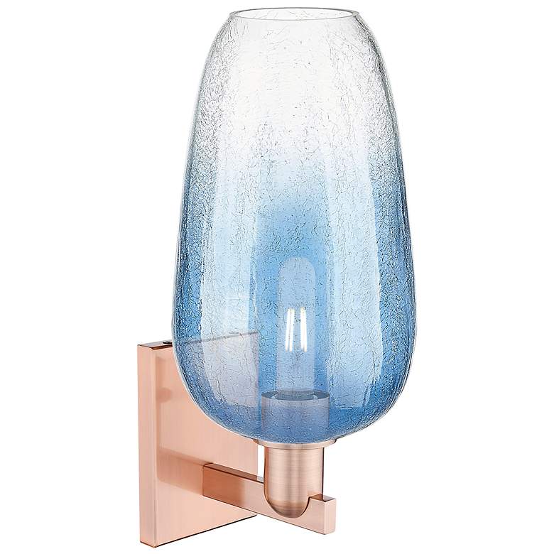 Image 2 Brookhaven Flute 11"H Antique Copper Wall Sconce With Sapphire Shade more views