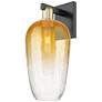 1_Brookhaven Flute 11"H Black Antique Brass Wall Sconce With Amber Shade