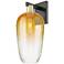 Brookhaven Flute 11"H Black Antique Brass Wall Sconce With Amber Shade
