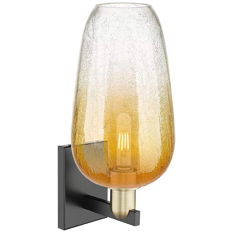 Image 2 Brookhaven Flute 11"H Black Antique Brass Wall Sconce With Amber Shade more views