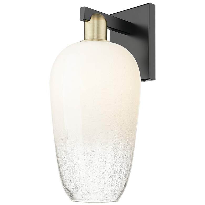 Image 1 Brookhaven Flute 11"H Black Antique Brass Wall Sconce With Opal Shade