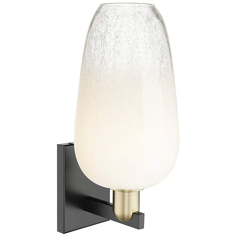 Image 2 Brookhaven Flute 11"H Black Antique Brass Wall Sconce With Opal Shade more views
