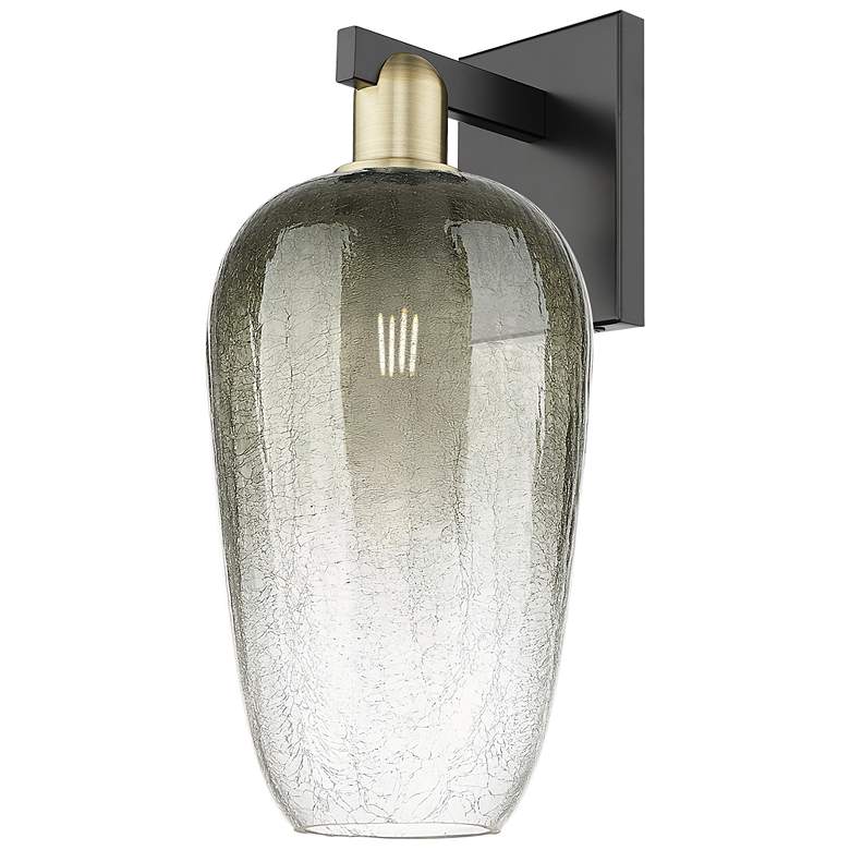 Image 1 Brookhaven Flute 11"H Black Antique Brass Wall Sconce With Slate Shade
