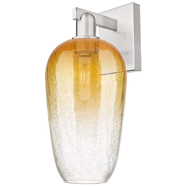 Image 1 Brookhaven Flute 11"H Brushed Satin Nickel Wall Sconce With Amber Shade