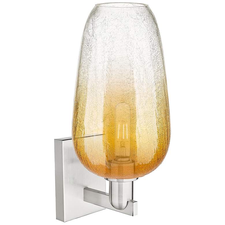 Image 2 Brookhaven Flute 11"H Brushed Satin Nickel Wall Sconce With Amber Shade more views
