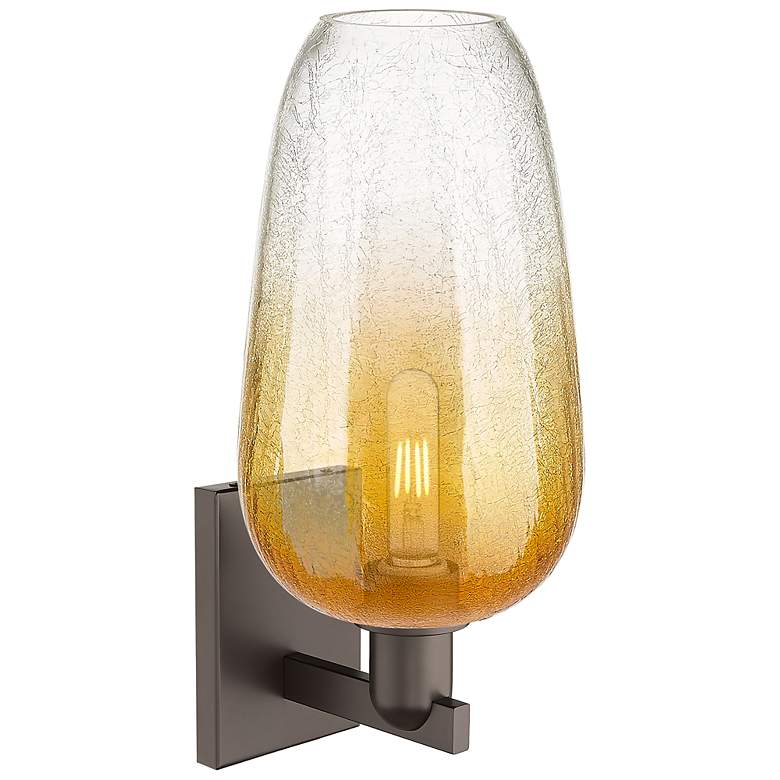 Image 2 Brookhaven Flute 11"H Oil Rubbed Bronze Wall Sconce With Amber Shade more views