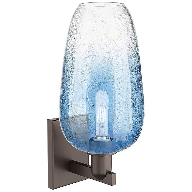 Image 2 Brookhaven Flute 11"H Oil Rubbed Bronze Wall Sconce With Sapphire Shade more views