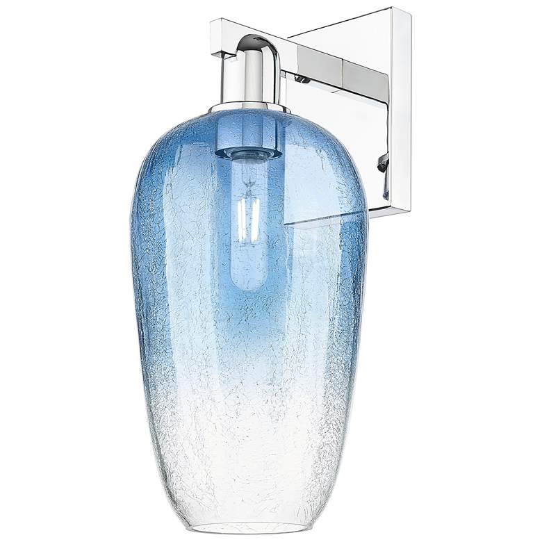 Image 1 Brookhaven Flute 11"H Polished Chrome Wall Sconce With Sapphire Shade